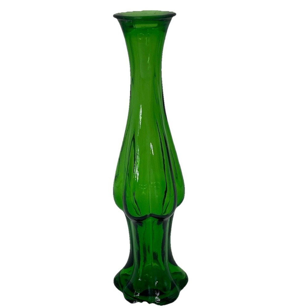 Avon Vintage Emerald Green Glass Bud Vase Cologne Bottle Empty 8"- No Stopper